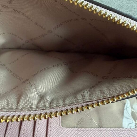 Michael Kors Jet Set Travel Double Zip Wristlet Wallet Pink Powder Blush - Picture 2 of 12